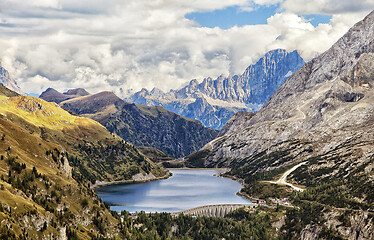 Image showing Fedaia lake in Dolomites