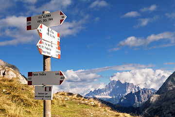 Image showing Singpost in the Dolomites