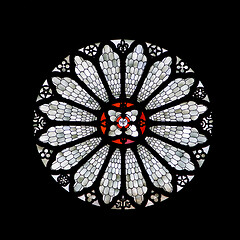 Image showing Staned-glass rose window of Trento cathedral