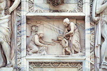 Image showing Statue on the wall of Milan cathedral