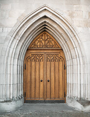 Image showing Old wooden gate