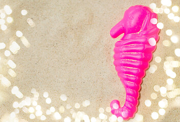 Image showing close up of sea horse mold on summer beach sand