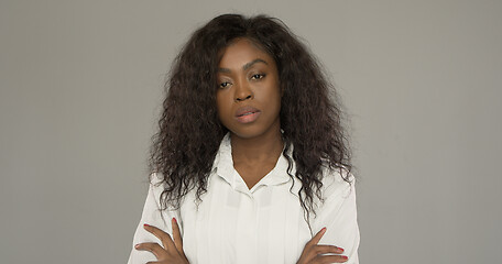 Image showing Confident black businesswoman looking at camera