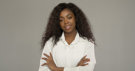 Image showing Friendly ethnic businesswoman smiling for camera