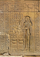 Image showing Hieroglyphic carvings in ancient temple