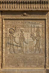 Image showing Hieroglyphic carvings in ancient egyptian temple