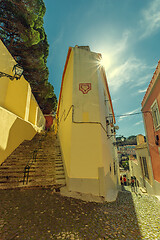 Image showing Stairs on small street in Alfama Lisbon