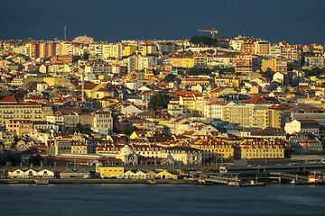 Image showing Lisbon old city center at sunset