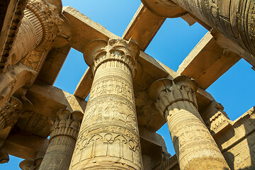 Image showing Ancient pillars with hieroglyphics in Egypt