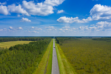 Image showing Aerial top view on country road