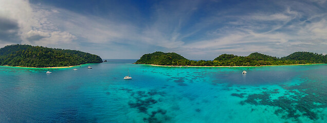 Image showing Beach corals and sea on tropical islands