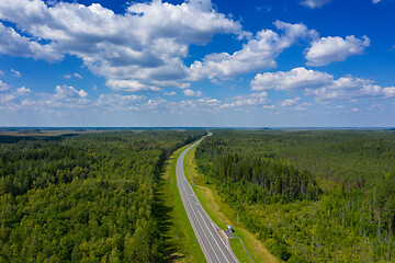 Image showing Aerial top view on country road