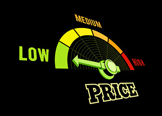 Image showing Low price speedometer vector 3d illustration on black