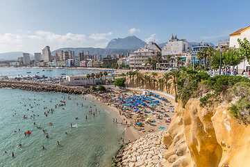 Image showing Aerial view of Benidorm city on Costa Blanca in Spain with skyscrapers