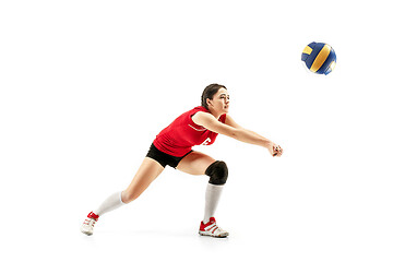 Image showing Female professional volleyball player isolated on white