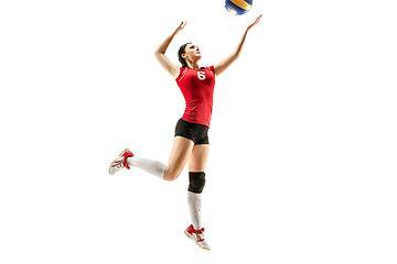 Image showing Female professional volleyball player isolated on white