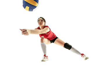 Image showing Female professional volleyball player isolated on white