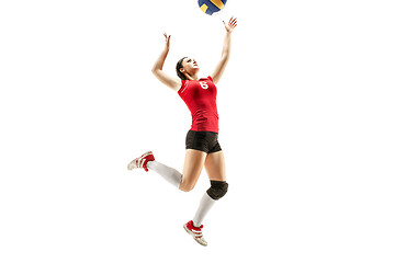 Image showing Female professional volleyball player isolated on white