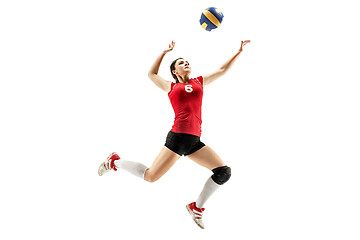 Image showing Female professional volleyball player isolated on white