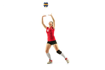 Image showing Female professional volleyball player isolated on white