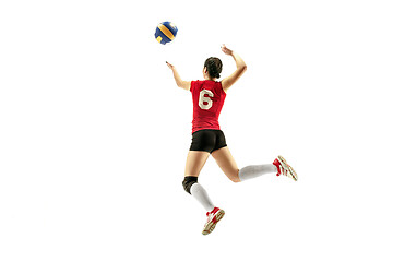 Image showing Female professional volleyball player isolated on white