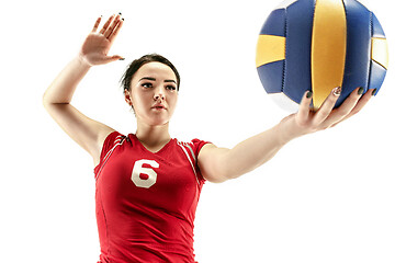 Image showing Female professional volleyball player isolated on white