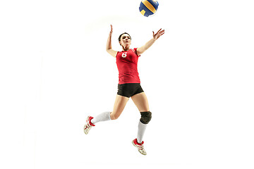 Image showing Female professional volleyball player isolated on white