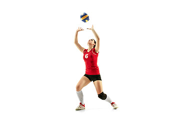 Image showing Female professional volleyball player isolated on white