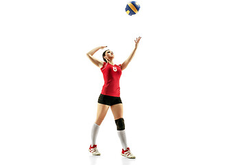 Image showing Female professional volleyball player isolated on white