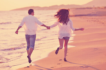 Image showing young couple  on beach have fun