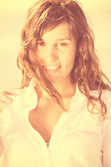 Image showing happy young woman on beach