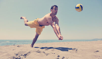 Image showing male beach volleyball game player