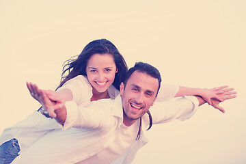 Image showing young couple  on beach have fun