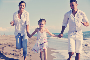 Image showing happy young  family have fun on beach