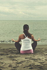 Image showing woman yoga beach