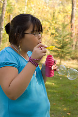 Image showing Girl Blowing Bubbles
