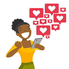 Image showing African-american woman getting social media likes.