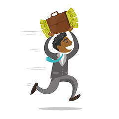 Image showing Businessman running with briefcase full of money.