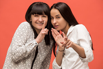 Image showing A portrait of a surprised mother and daughter