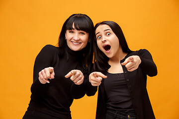 Image showing A portrait of a surprised mother and daughter