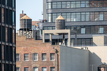 Image showing typical water tank on the roof of a building in New York City