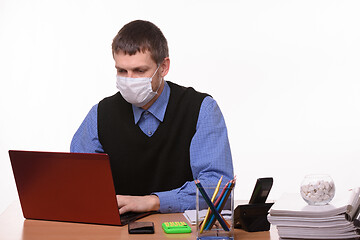 Image showing Office clerk working in computer isolated on white background