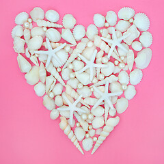 Image showing Starfish Pearls and Seashell Heart