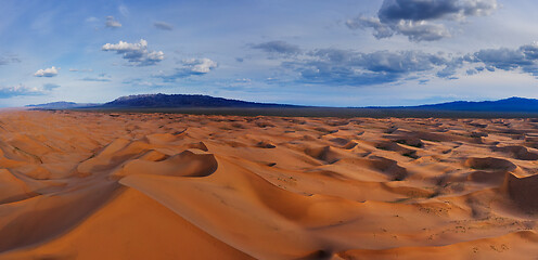 Image showing Sand dunes in Gobi Desert at sunset