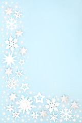 Image showing Abstract Star and Snowflake Background Border