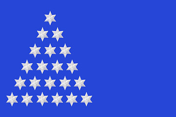 Image showing Silver Star Christmas Tree Design on Blue Background