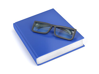 Image showing Blue book and glasses