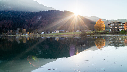 Image showing Beautiful landscape with mountains and lake in a countryside, Austria.