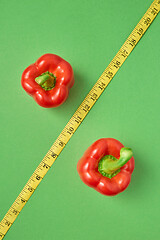 Image showing Percent sign from red organic paprika pepper and measure tape.