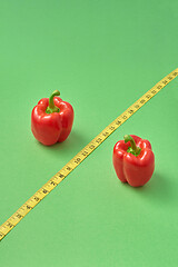 Image showing Symbol of percent from red organic paprika pepper and measure tape.